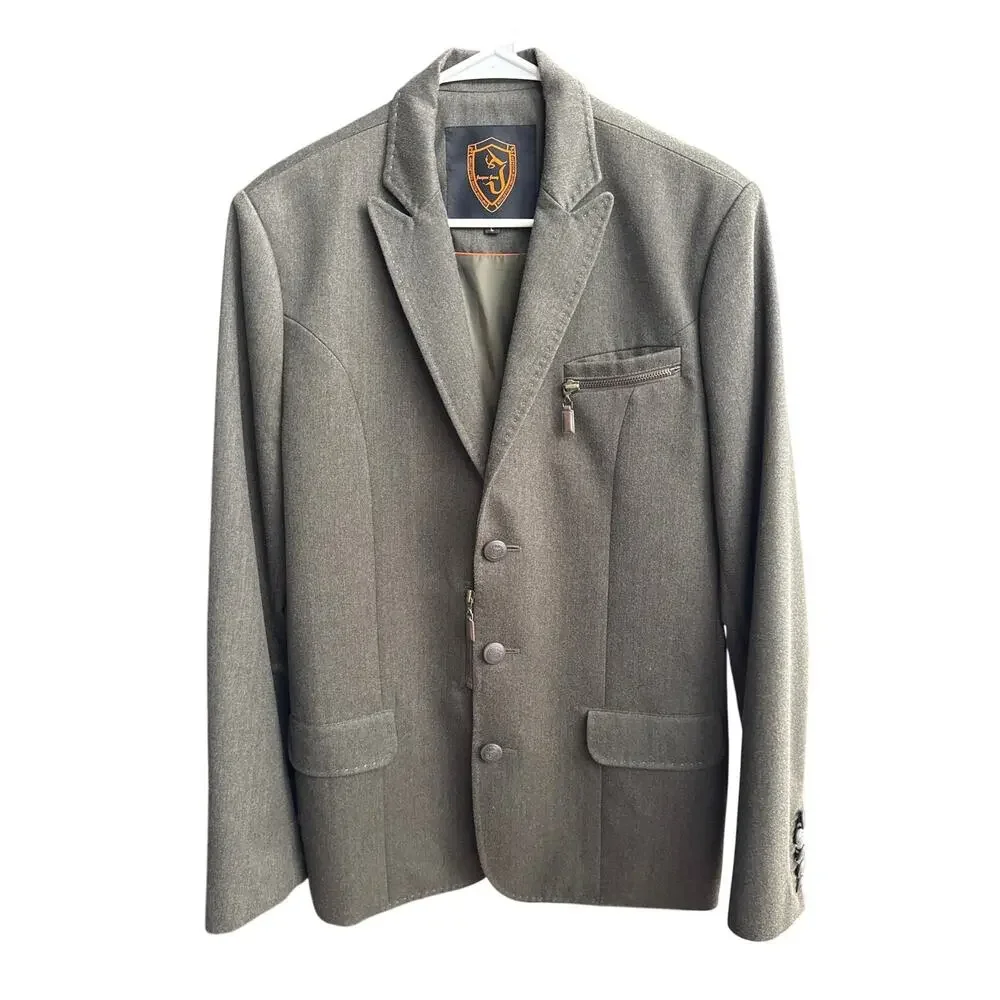 Jaeyoon Jeong Green Herringbourne Blazer Exposed Stitching & Zippers medium